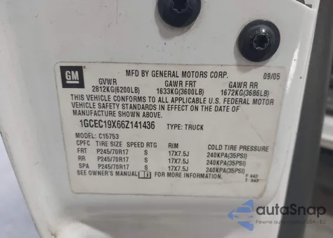 2006 Chevrolet Silverado 1500 Work Truck из США, поврежденный, VIN 1GCEC19X66Z141436